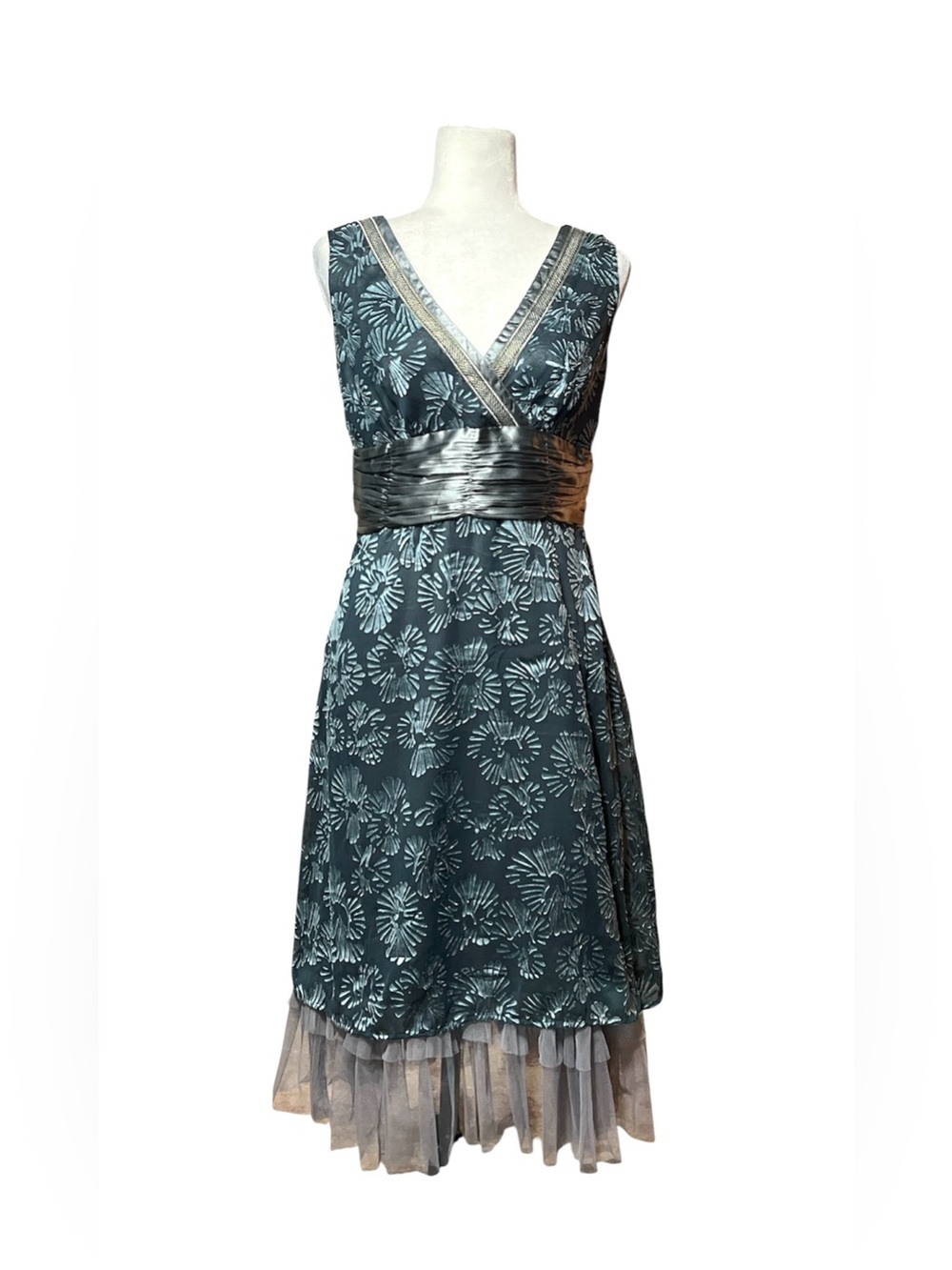 AFTERSHOCK Y2K Silk/Rayon Floral Devore Dress